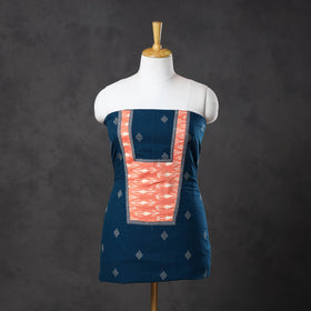 Blue Patchwork Cotton Jacquard Kurta Material (3m) 