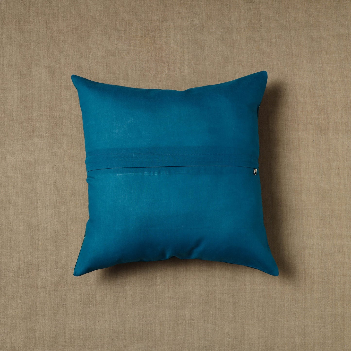 Blue - Patchwork Cotton Kanchipuram Cushion Cover (16 x 16 in) 24