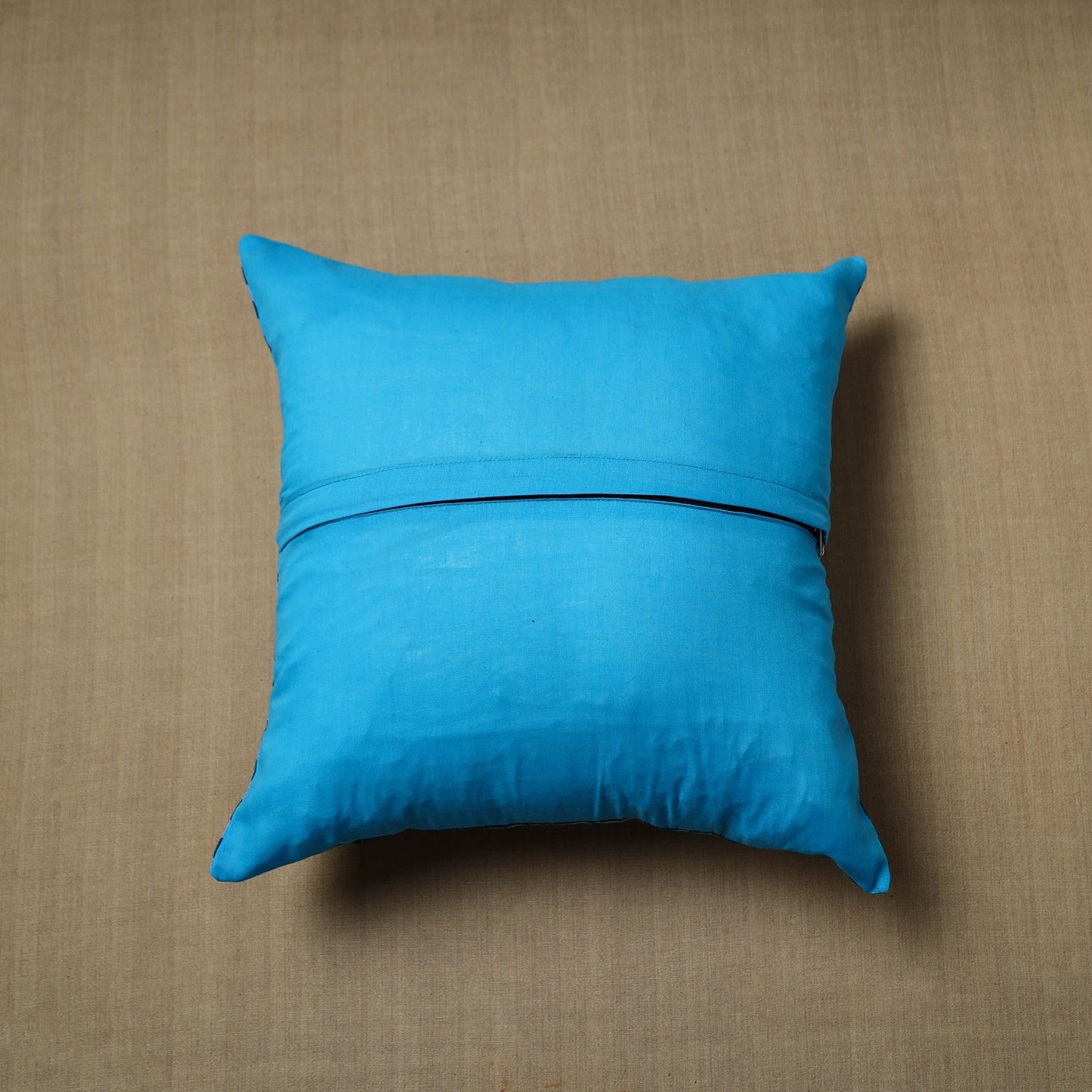 Blue - patchwork cotton kanchipuram cushion cover (16 x 16