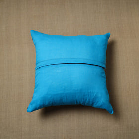 Blue - patchwork cotton kanchipuram cushion cover (16 x 16