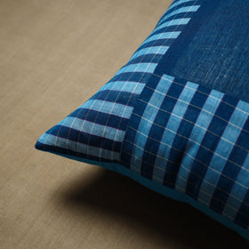 Blue - patchwork cotton kanchipuram cushion cover (16 x 16