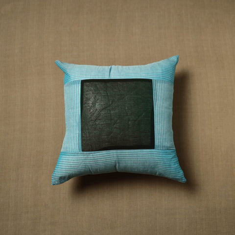 Blue - patchwork cotton kanchipuram cushion cover (16 x 16