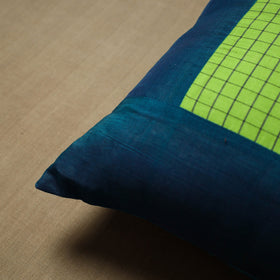 Blue - patchwork cotton kanchipuram cushion cover (16 x 16