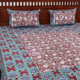  Block Print Patchwork Cotton Sanganeri Bed Sheet