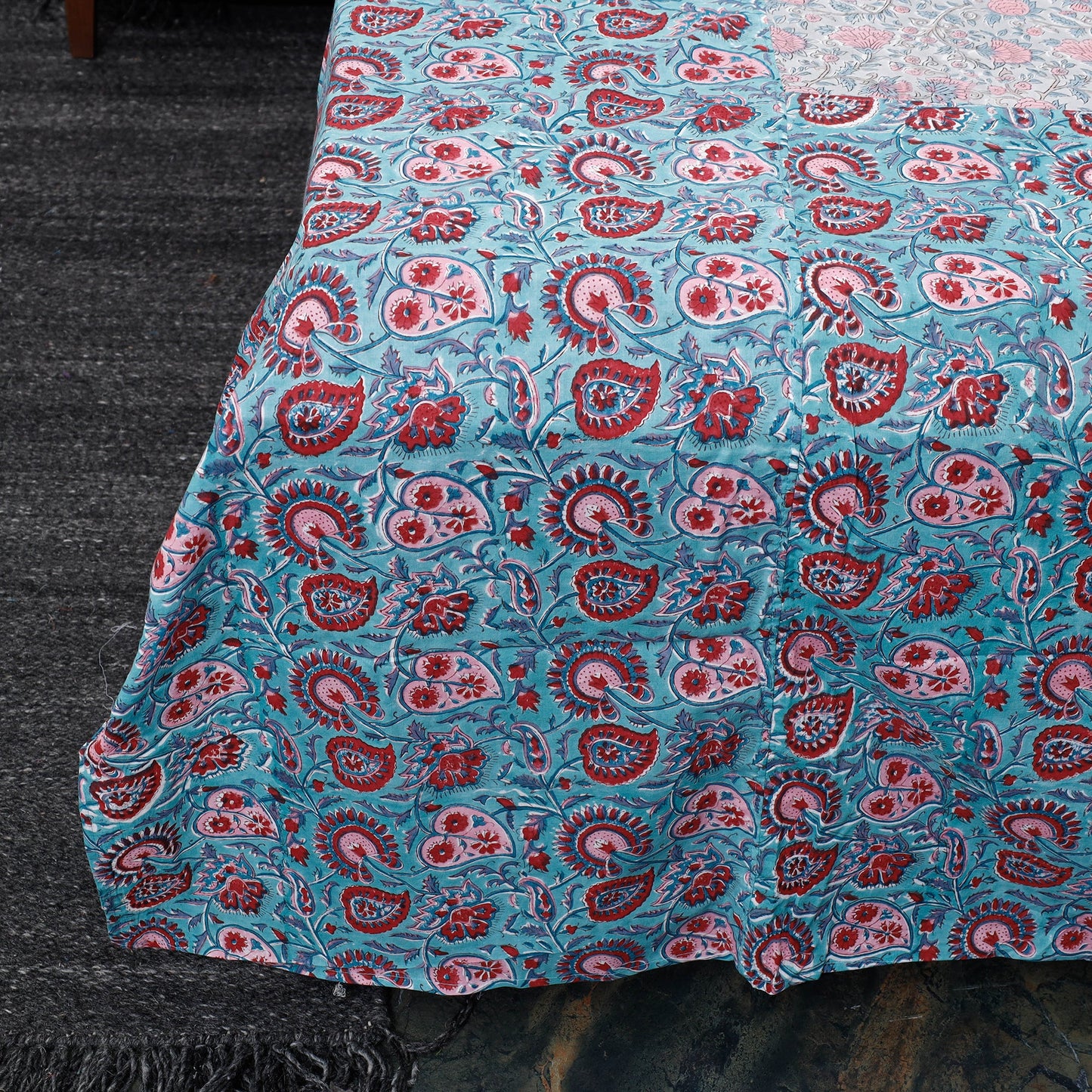 Buy Block Print Patchwork Cotton Sanganeri Bed Sheet