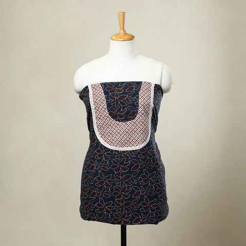 Blue - patchwork cotton unstitched kurta material (2.55m)