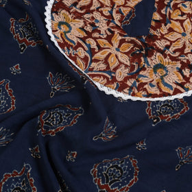 Buy Blue Ajrakh Print Patchwork Cotton Kurta Material