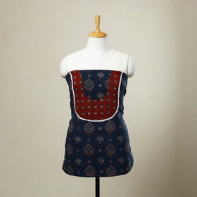  Blue Ajrakh Print Patchwork Cotton Kurta Material