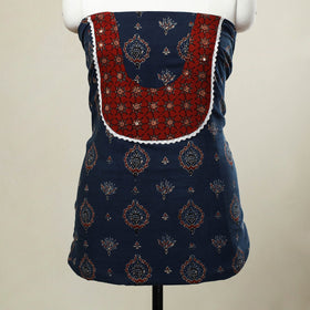  Blue Ajrakh Print Patchwork Cotton Kurta Material