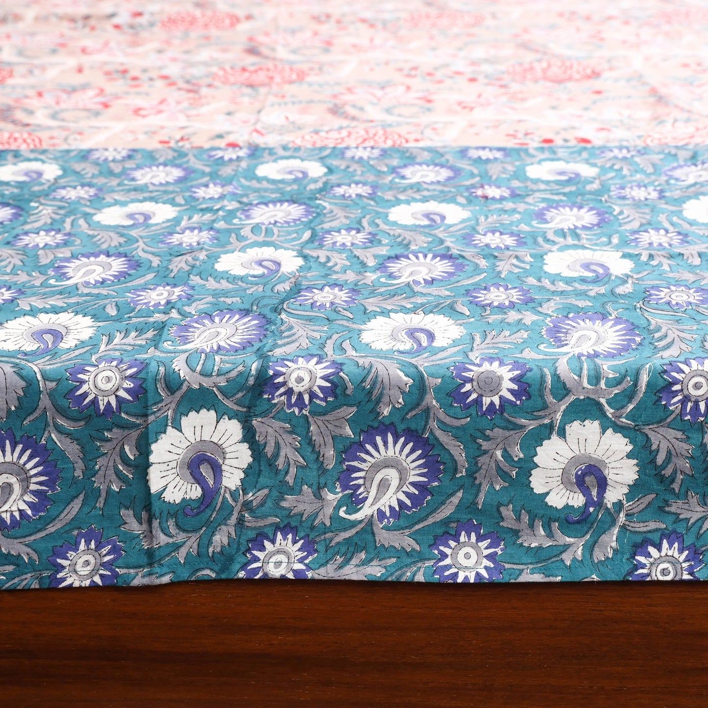 Patchwork hand double sanganeri bedsheet set (108 x 90 in)