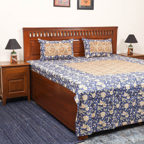 Patchwork hand double sanganeri bedsheet set (108 x 90 in)