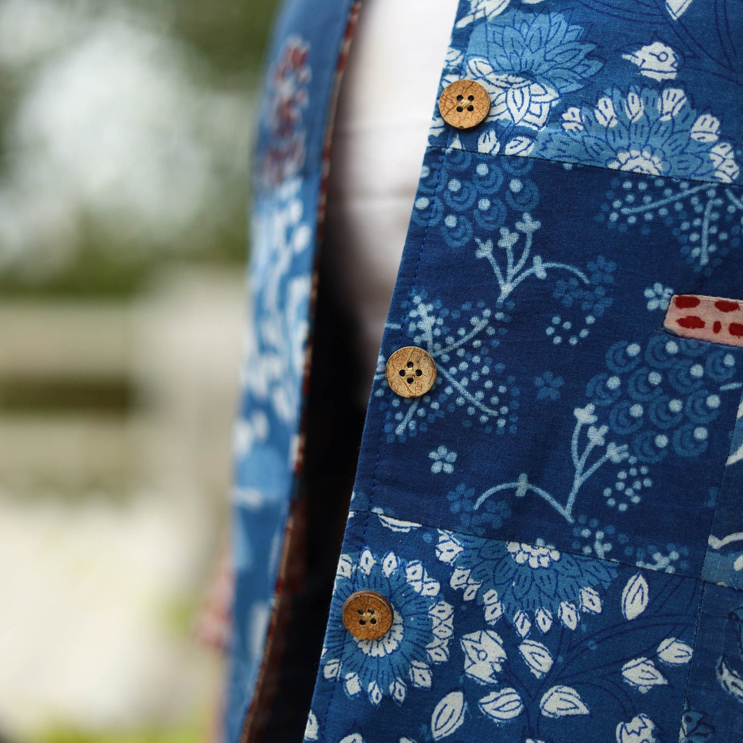  Patchwork Indigo Bagru Print Women's Jacket