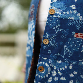  Patchwork Indigo Bagru Print Women's Jacket