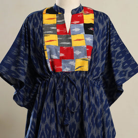 Buy Patchwork Blue Pochampally Ikat Cotton Kaftan (Short)