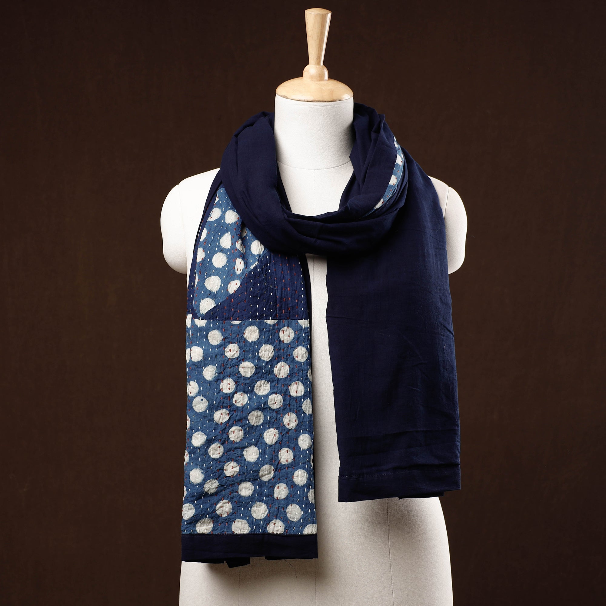  Patchwork Reversible Block Printed Tagai Cotton Stole 