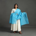 Blue - patti kaam applique work pure cotton dupatta
