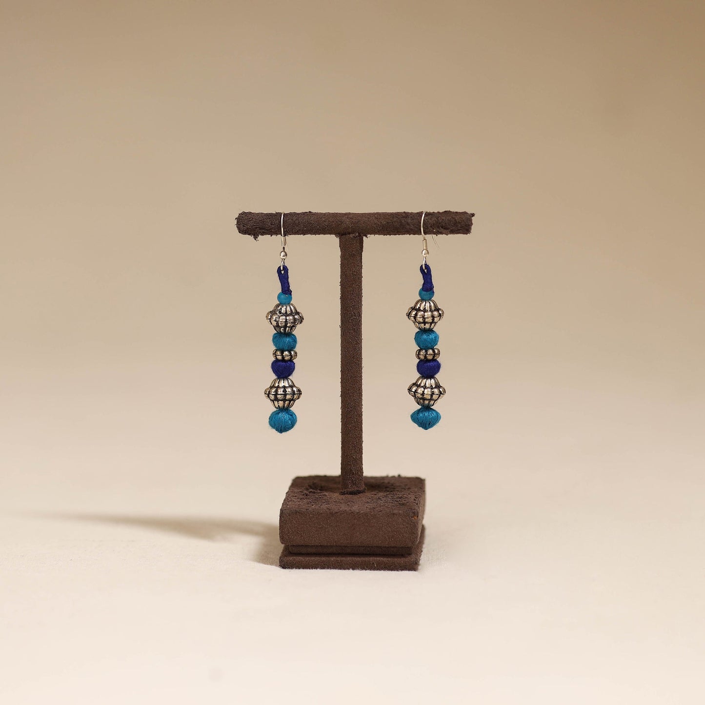 Blue - patwa thread beads earrings by kailash 42