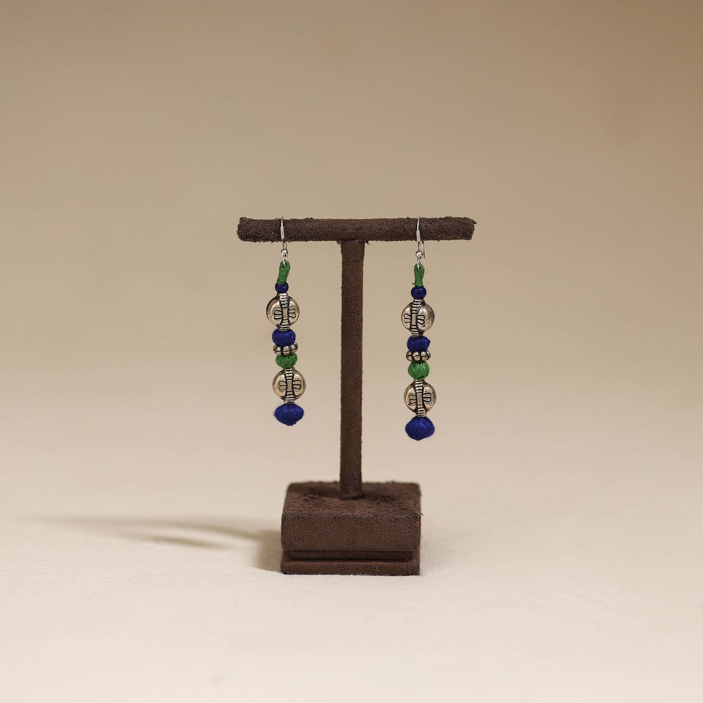Blue - patwa thread beads earrings by kailash 46