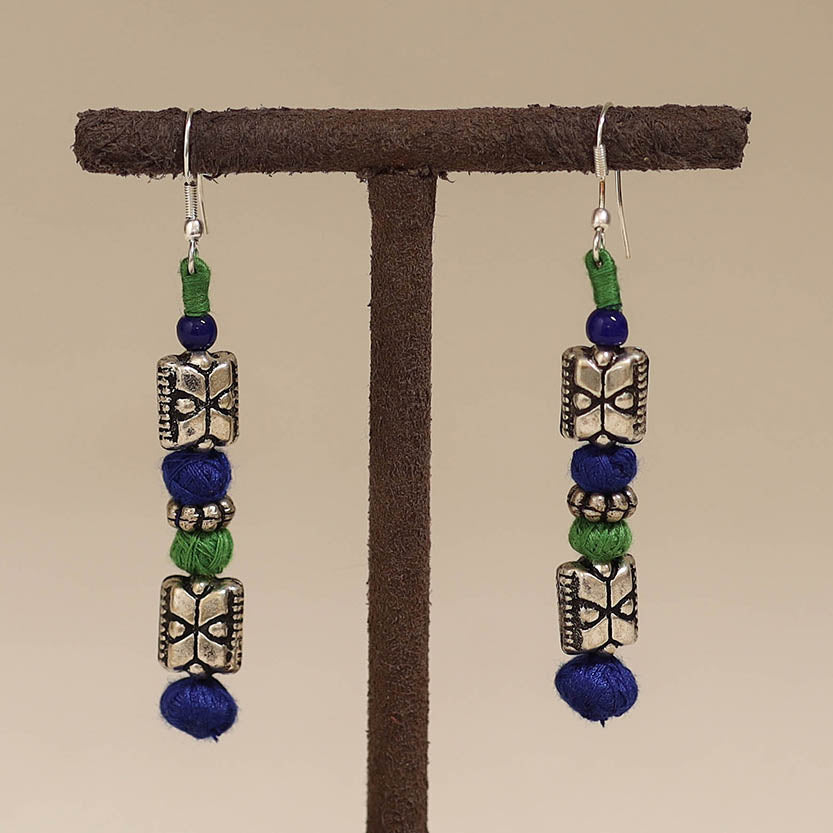 Blue - patwa thread beads earrings by kailash 52
