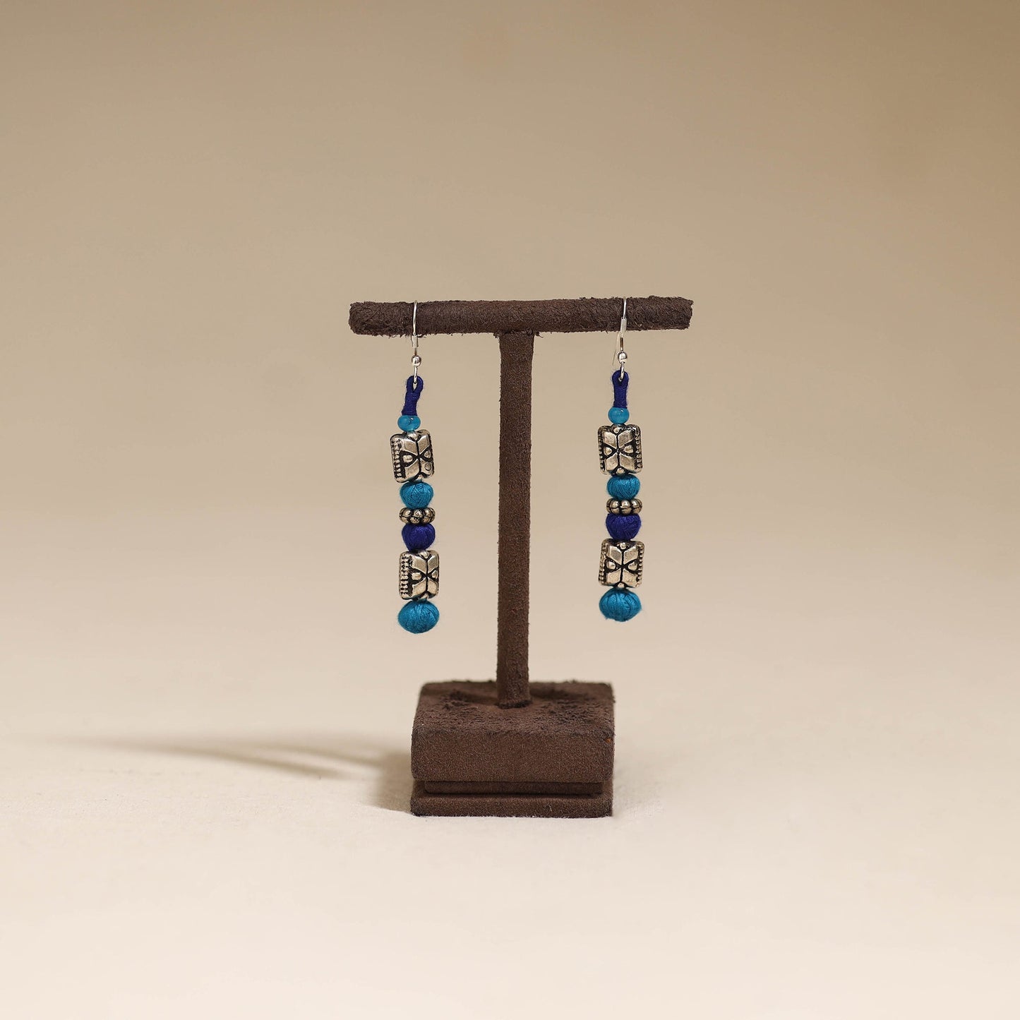 Blue - patwa thread beads earrings by kailash 54