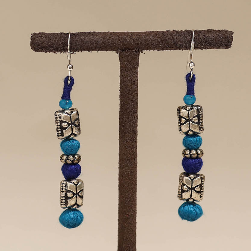 Blue - patwa thread beads earrings by kailash 54