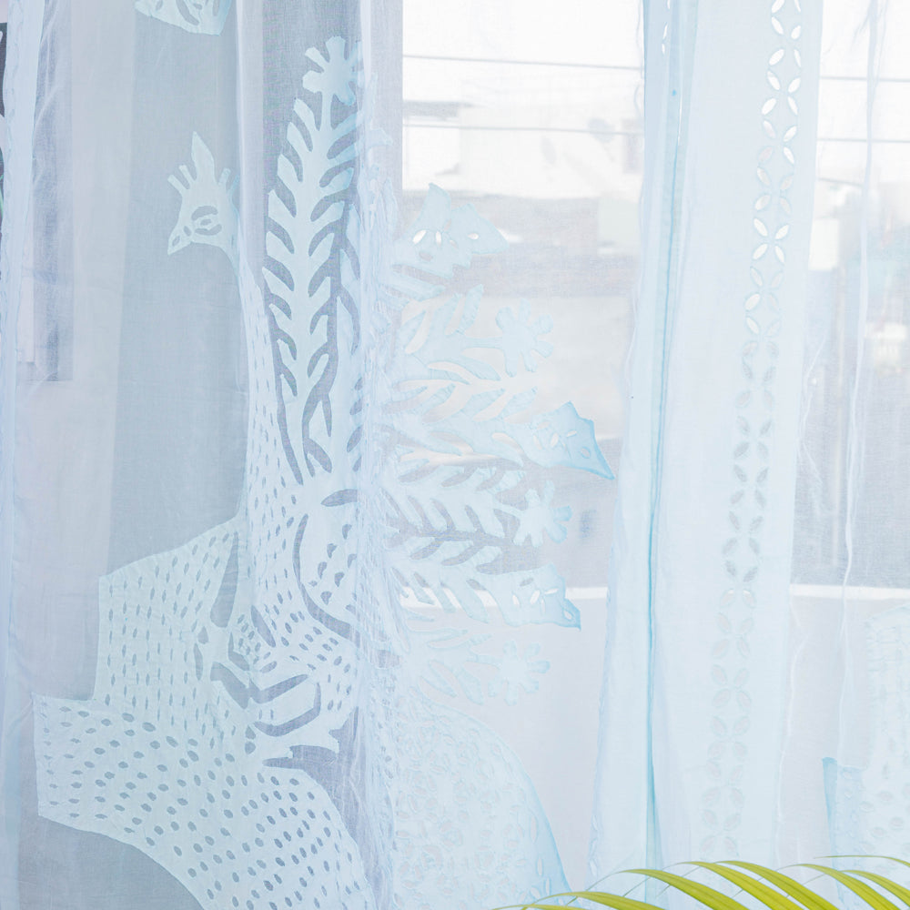 Peacock Cutwork Cotton Barmer Applique Door Curtain