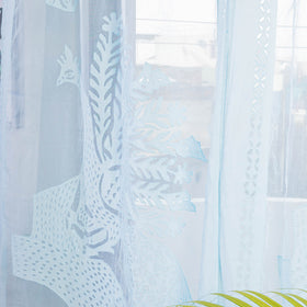 Peacock Cutwork Cotton Barmer Applique Door Curtain