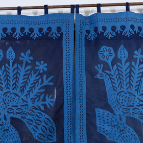 Peacock Cutwork Cotton Barmer Applique Window Curtain