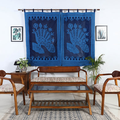 Peacock Cutwork Cotton Barmer Applique Window Curtain