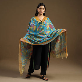 Pen Work Chanderi Silk Handpainted Kalamkari Dupatta