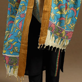 Pen Work Chanderi Silk Handpainted Kalamkari Dupatta