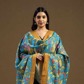 Pen Work Chanderi Silk Handpainted Kalamkari Dupatta