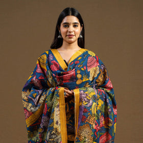 Pen Work Chanderi Silk Handpainted Kalamkari Dupatta