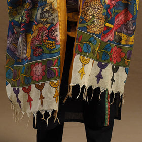 Pen Work Chanderi Silk Handpainted Kalamkari Dupatta