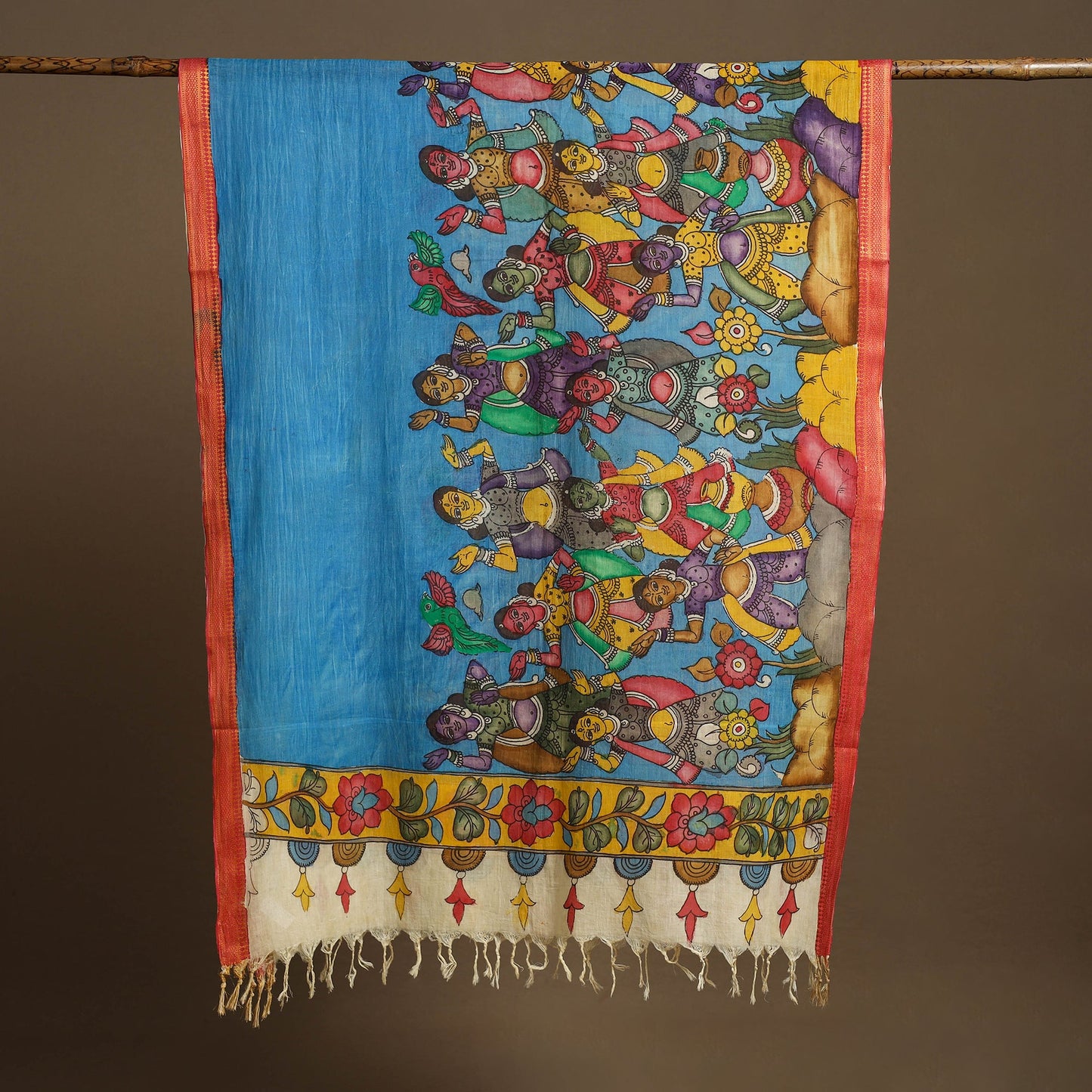 Pen Work Chanderi Silk Handpainted Kalamkari Dupatta