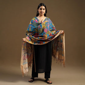 Pen Work Mangalagiri Cotton Handpainted Kalamkari Dupatta