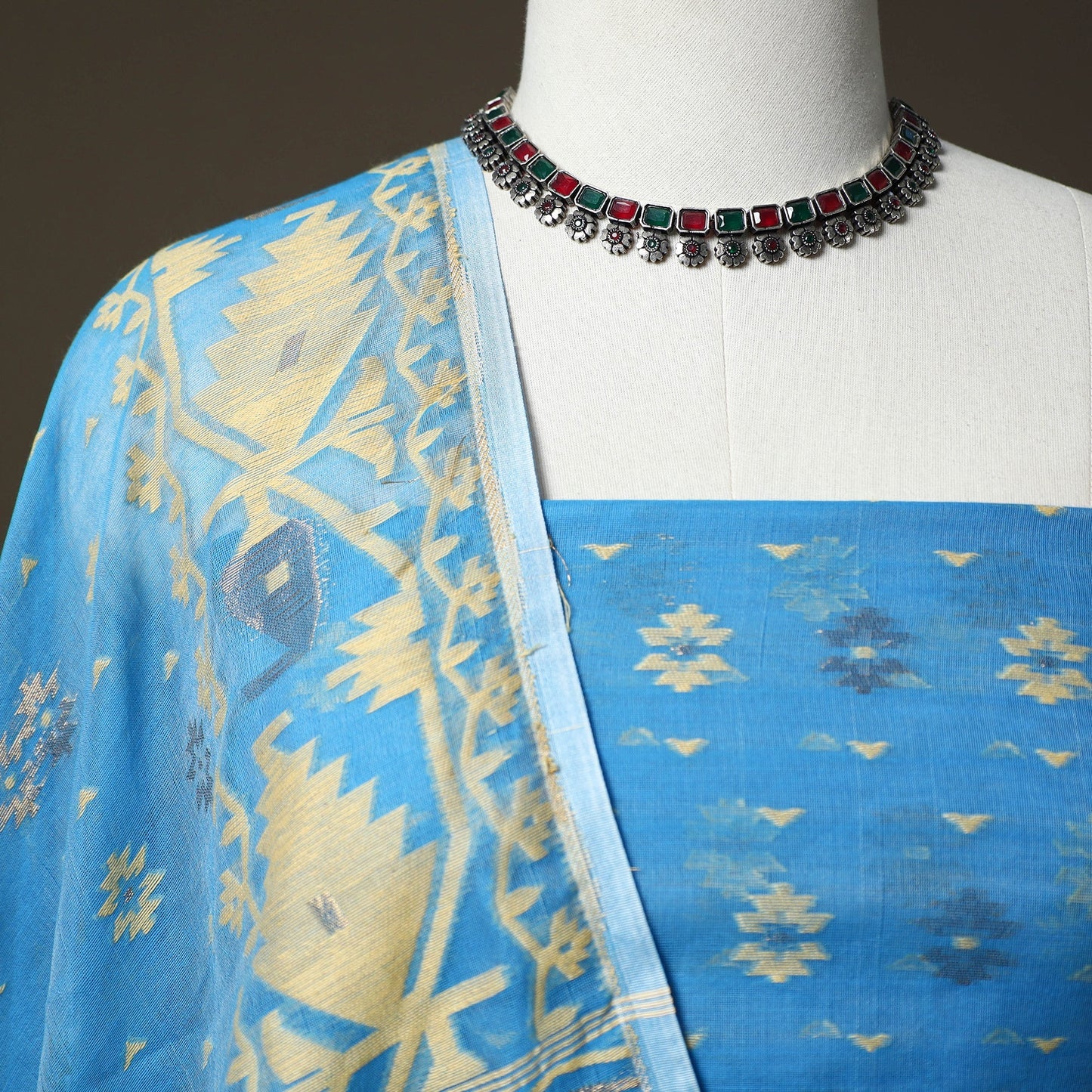 Phulia jamdani silk cotton 2pc unstitched dress material 02