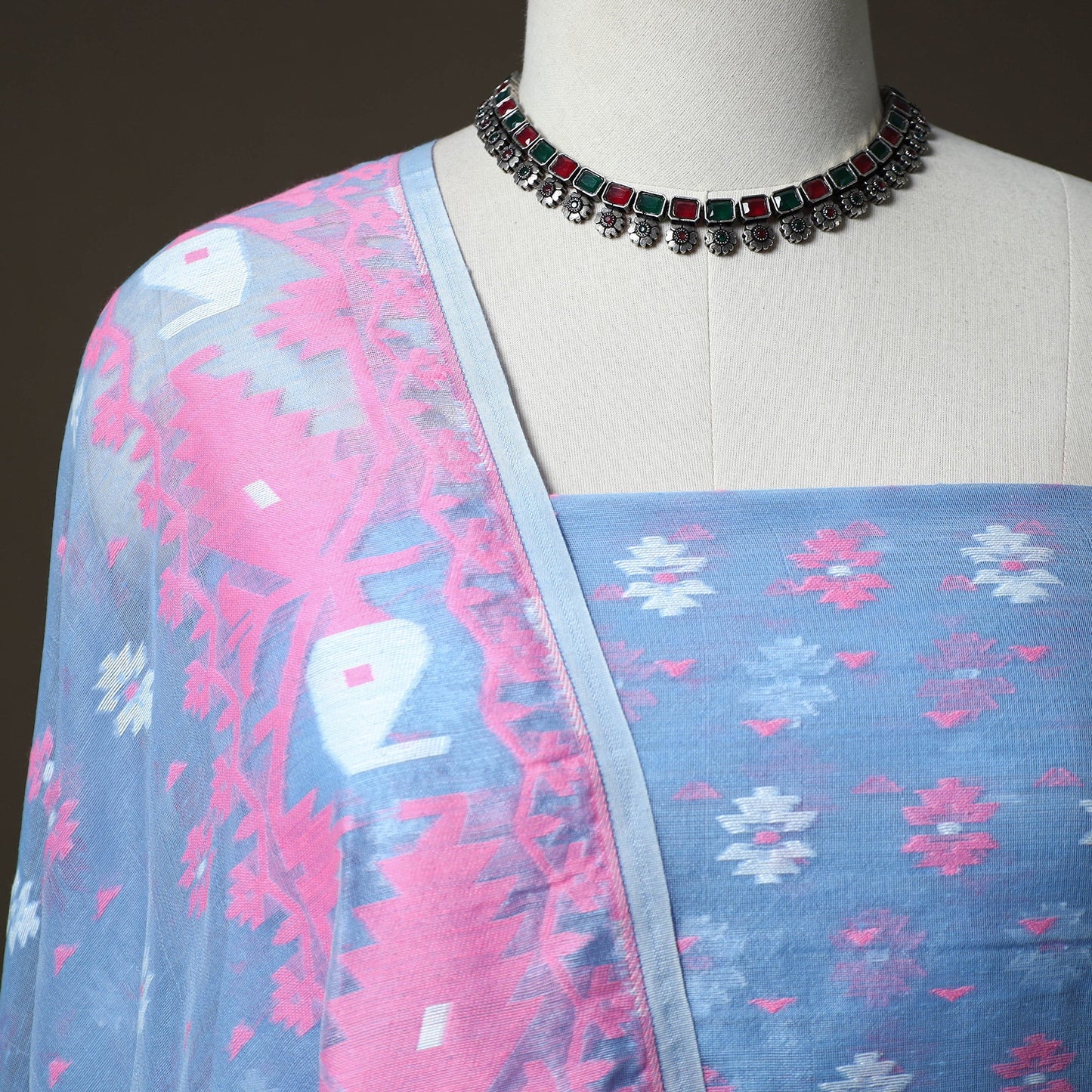 Phulia jamdani silk cotton 2pc unstitched dress material 10