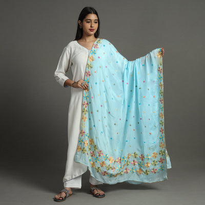 Buy Traditional Phulkari Hand Embroidery Semi Silk Chinnon Dupatta 60 Online at iTokri.com
