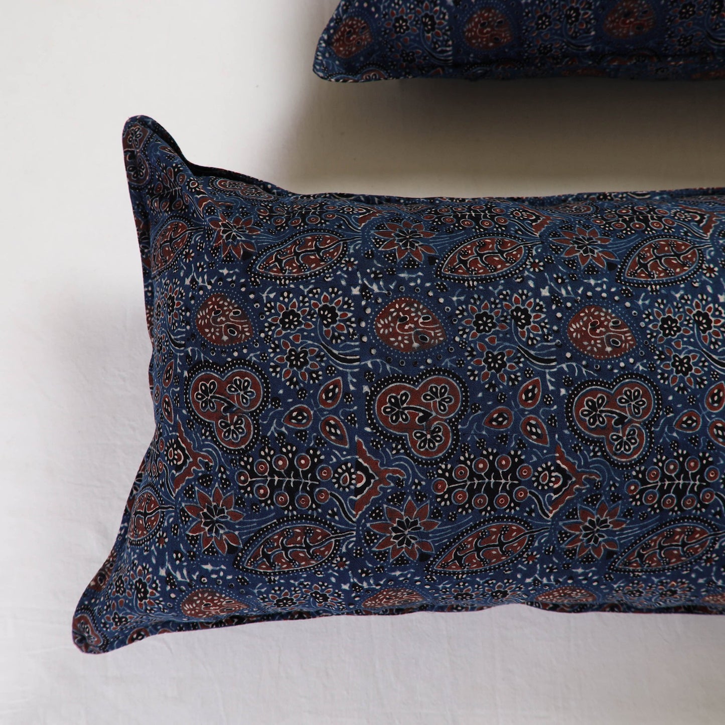 Buy Blue Ajrakh Block Print Pillow Cover (Set of 2)
