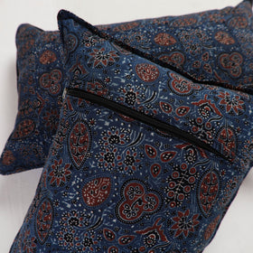 Buy Blue Ajrakh Block Print Pillow Cover (Set of 2)