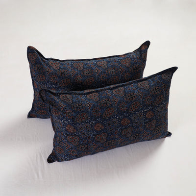Buy Blue Ajrakh Block Print Pillow Cover (Set of 2)