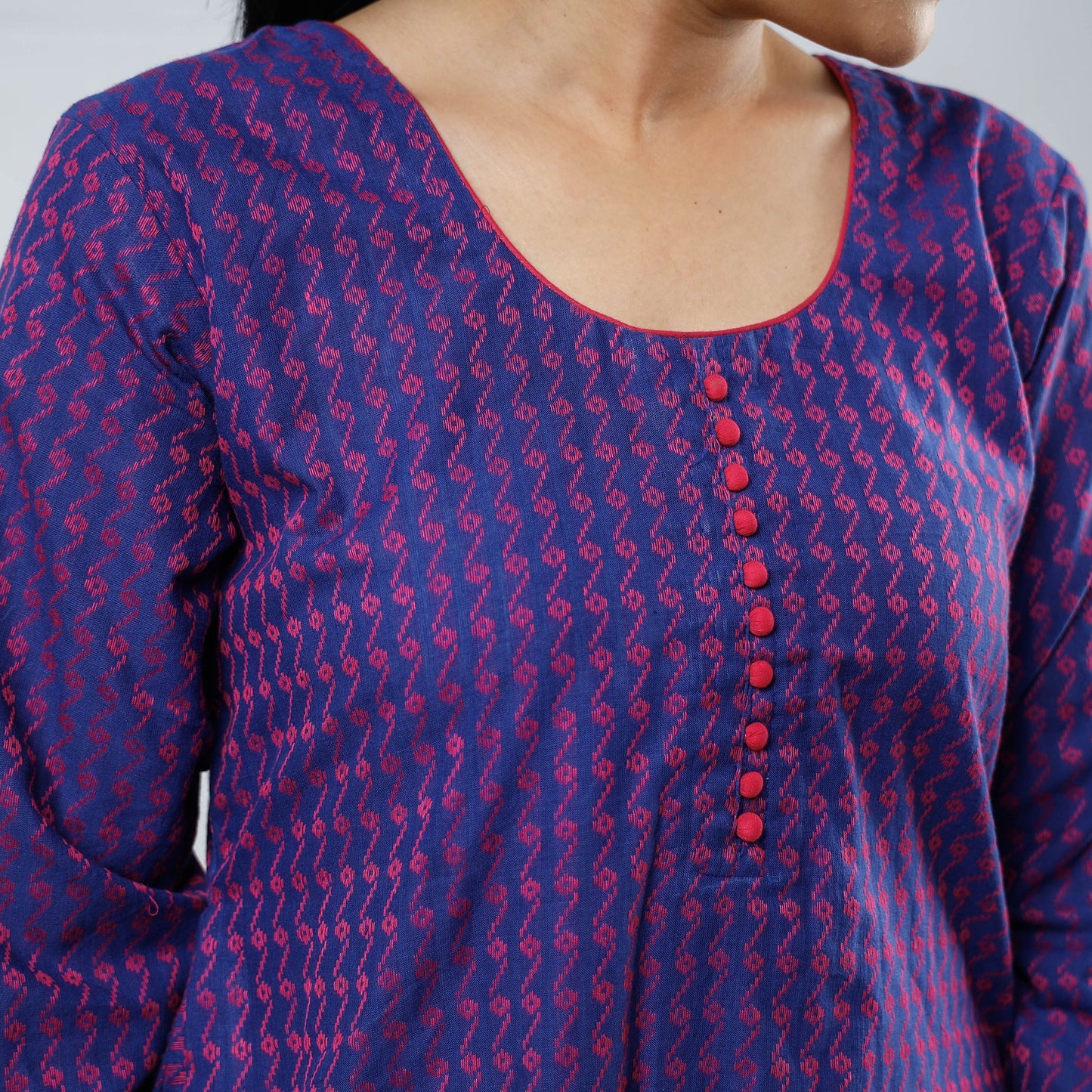 Buy Jacquard Cotton Long Kurta for Women