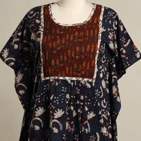 Blue - pintuck bagru mosaic fusion cotton kaftan (short) 41