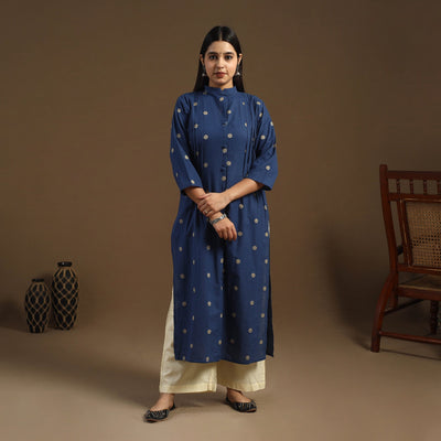 Buy Pintuck Straight Cotton Jacquard Kurta for Women