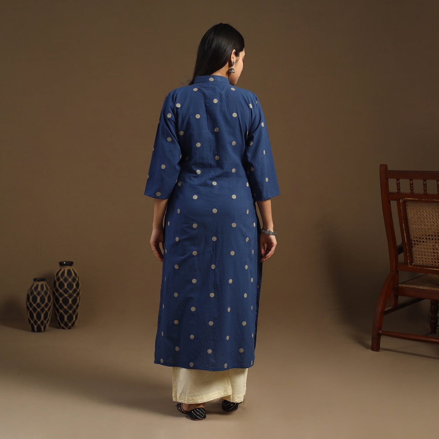 Buy Pintuck Straight Cotton Jacquard Kurta for Women