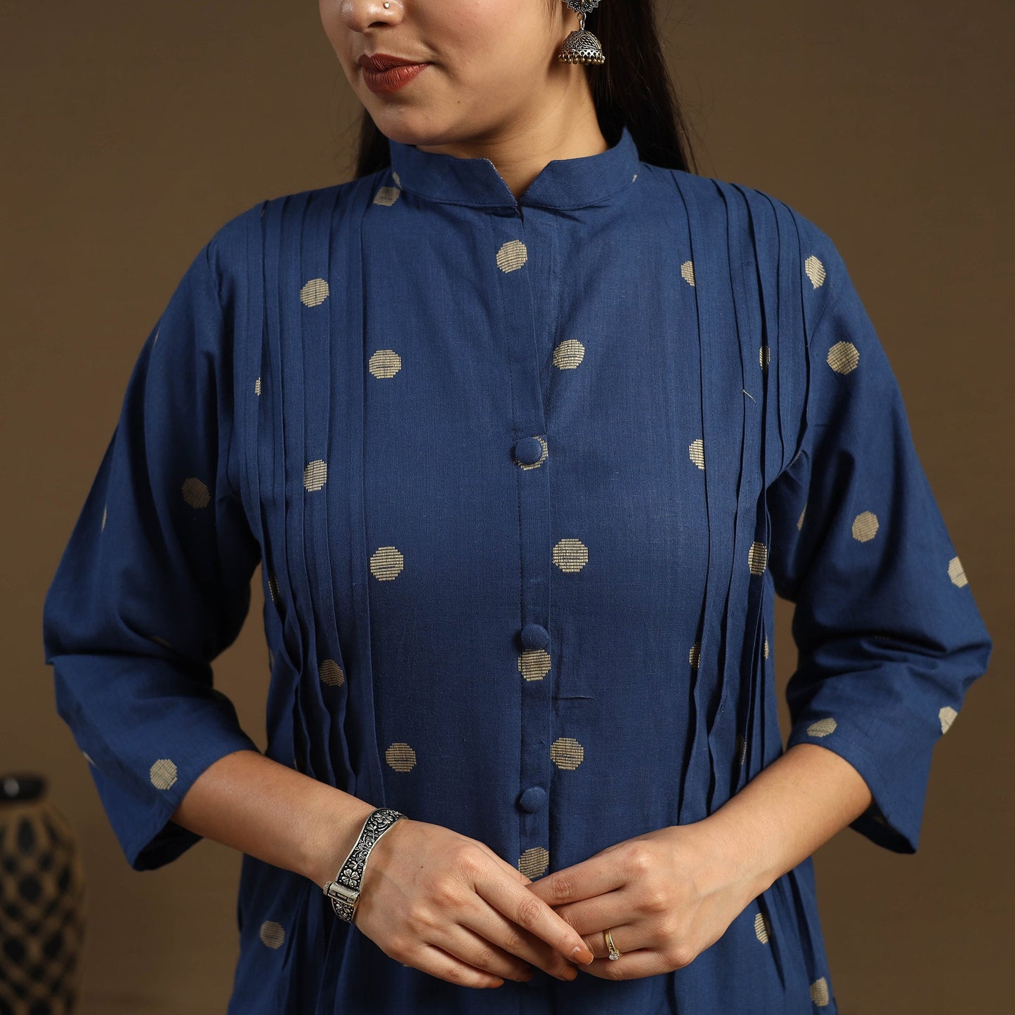 Buy Pintuck Straight Cotton Jacquard Kurta for Women