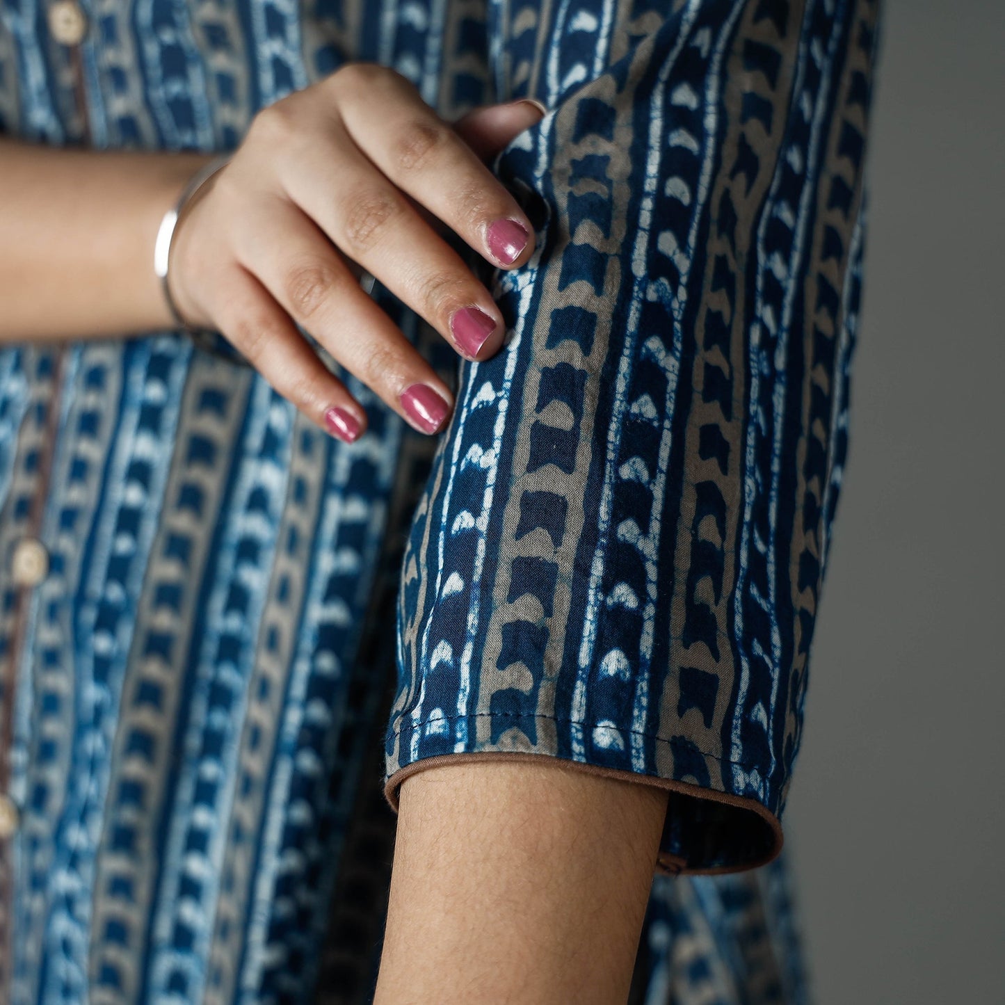 Pipad printed cotton long kurta - handcrafted