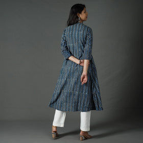 Pipad printed cotton long kurta - handcrafted