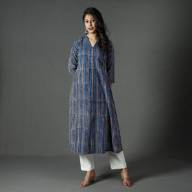Buy Pipad Block Printed Cotton Long Kurta for Women